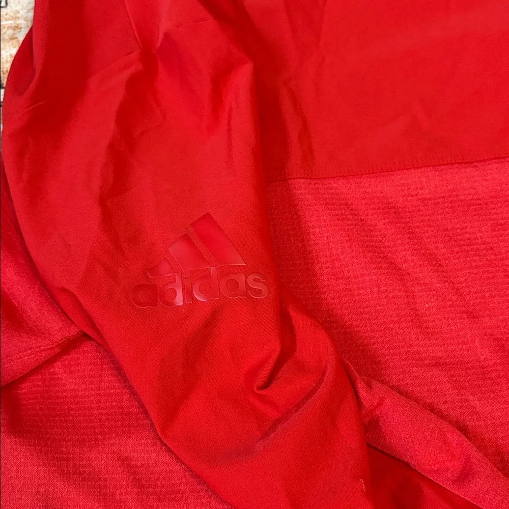 ADIDAS L Golf 3/4 zip pullover sweatshirt/jacket in orange-ish red